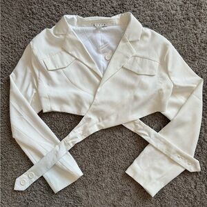 Hyfve white cropped blazer, size medium